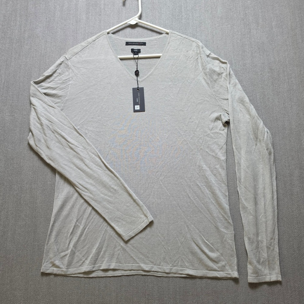 John Varvatos Sweater Men M Gray Luxe V-Neck Long Sleeve Y1141R2L-AZF7B